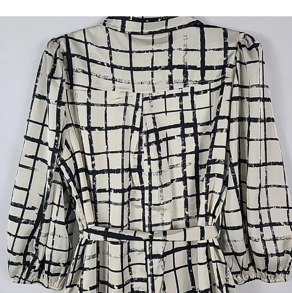 NEW Polagram Women's Cream Black Pearl Snap Boho Maxi Dress Tie Waist Sz XL NWT - Picture 9 of 9